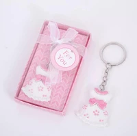 10pcs baby shower favors pink clothes design keychain baby baptism gift for guest birthday party souvenir
