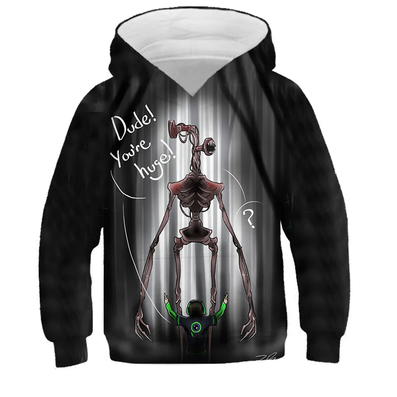 

Children's siren head 3D printing Hoodie cartoon for toddlers Boys and girls adolescents anime autumn and winter jackets Kids