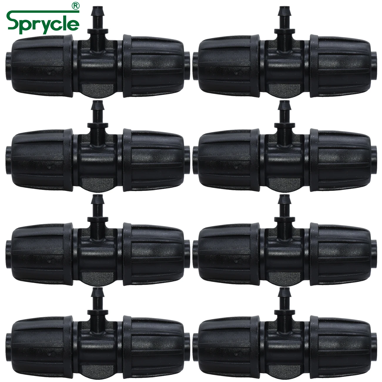 SPRYCLE 10PCS 16mm to 4/7mm Hose Tee Connector Thread Lock Garden Irrigation Water Adapter PE Tubing to 1/4'' Micro Pipe Joint
