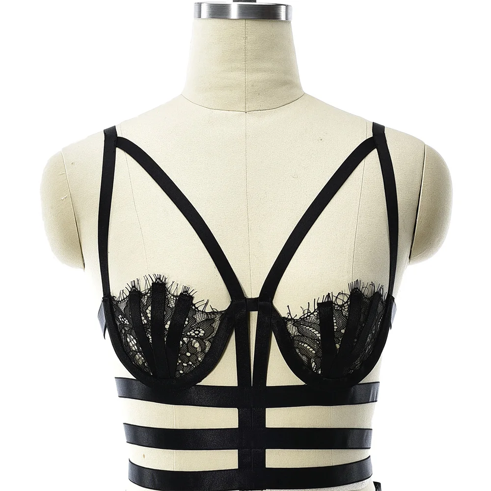 Прозрачный сексуальный кружевной бюстгальтер женский с ремнями регулируемый
