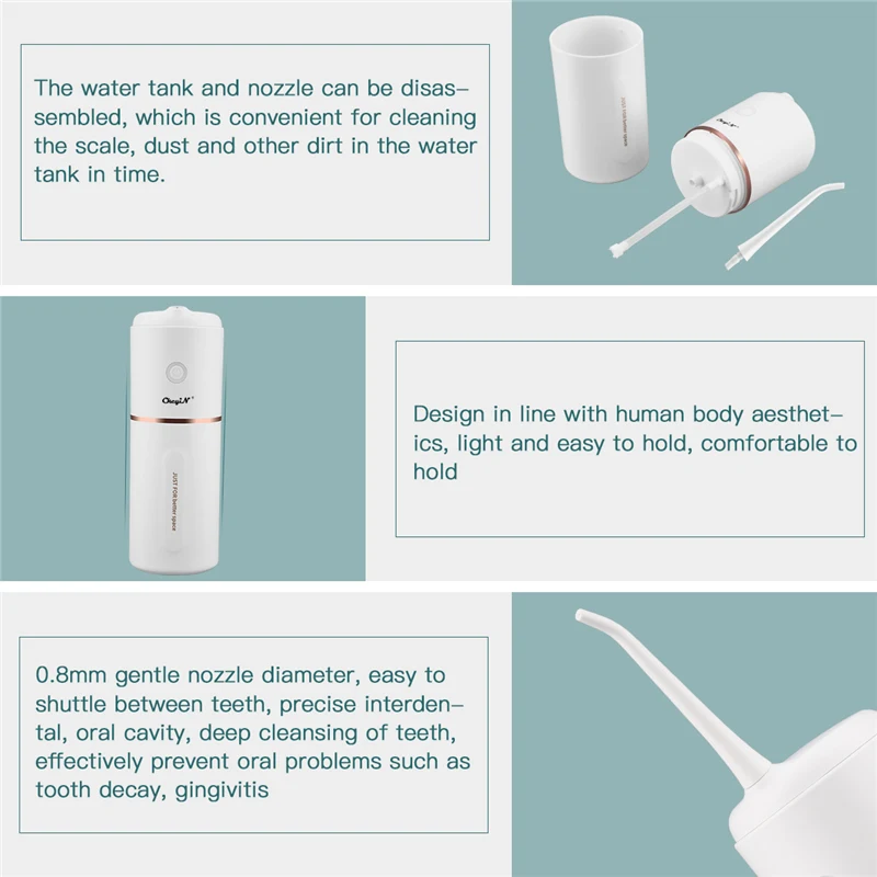 

2500 Rpm Waterproof 280Ml Water Flosser Dental Usb Rechargeable Oral Irrigator Three Adjustable Modes Jet Irrigator Oral Care