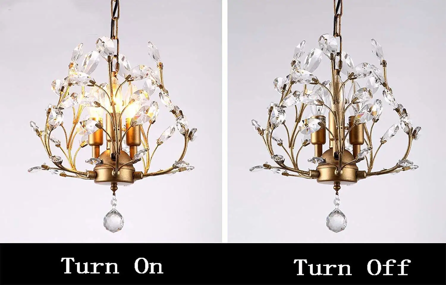 Роскошная Золотая люстра с 3 головками из железа и хрусталя для виллы ресторана