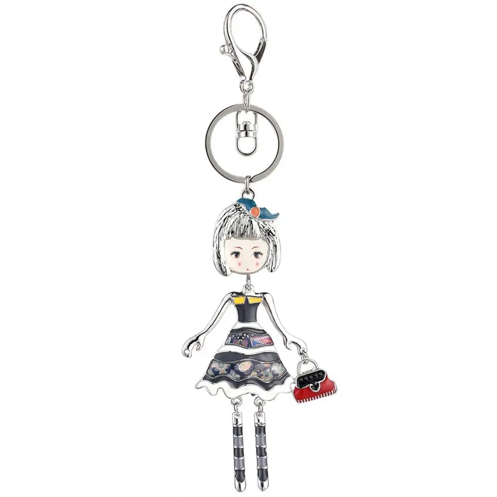 Милые брелоки с розовой куклой для девочек из металлического сплава мультяшным