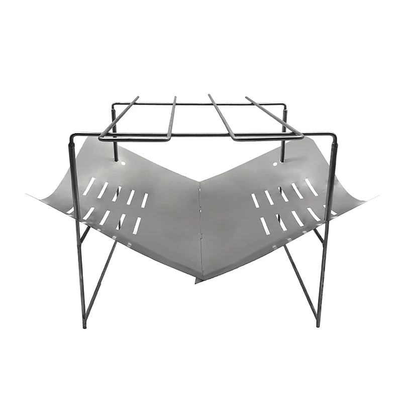Stainless steel Сверхлегкая Наружная дровяная плита, многофункциональная Складная нагревательная плита из титанового сплава, барбекю, угольная плита - Цвет: Stainless steel