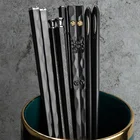 Японские Палочки для еды 5 парткомпл., китайские многоразовые палочки из нержавеющей стали для приготовления пищи, Антискользящая кухонная посуда с гравировкой