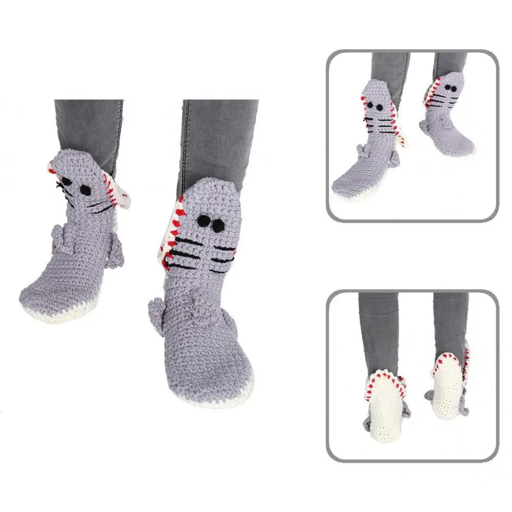 

Adult 1 Pair Durable Shark Shape Indoor Socks Fine Stitching Knitted Socks Vivid for Daily Wear