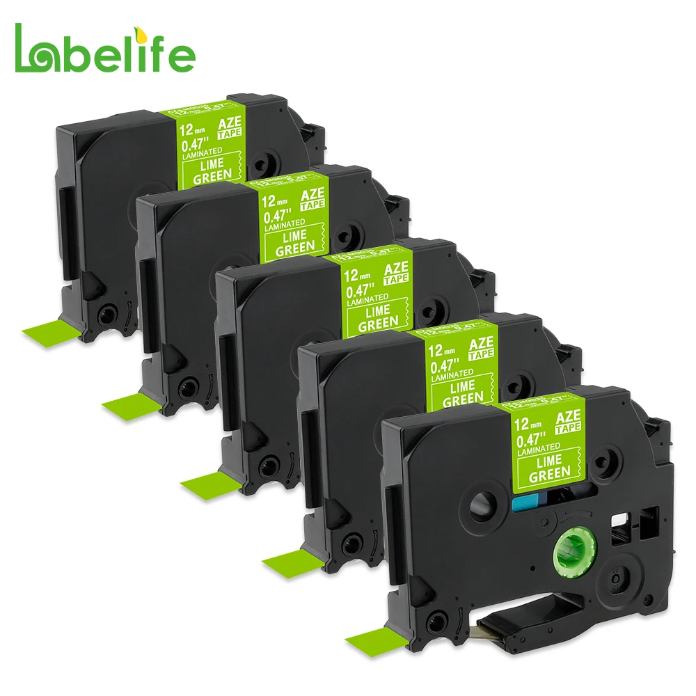 Labelife5 упаковка белый на Лайм зеленый TZE MQG35 этикетка лента 12 мм X 5 для Brother P touch PT P750W