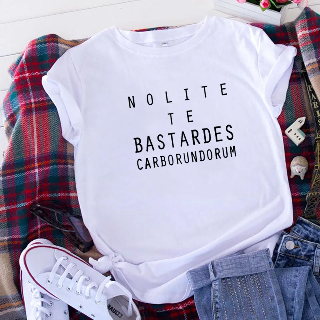 Забавная футболка Nolite Bastardes женская черная рубашка с коротким рукавом и круглым