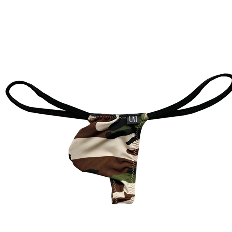Mens Underwear Mini Thong Sexy Lingerie Thin Belt Erotic Costumes Leopard Print Camouflage T Back U Convex Pouch Tangas Hombres