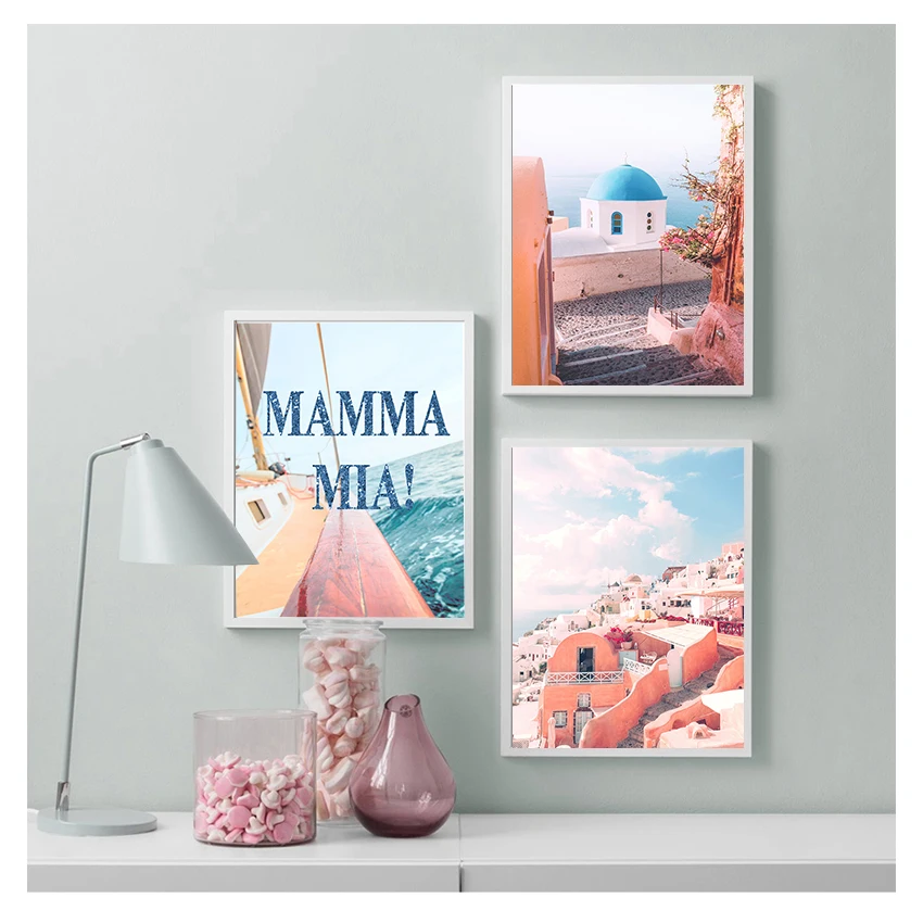 Постер для путешествий с греческим островом Минималистичная Настенная картина