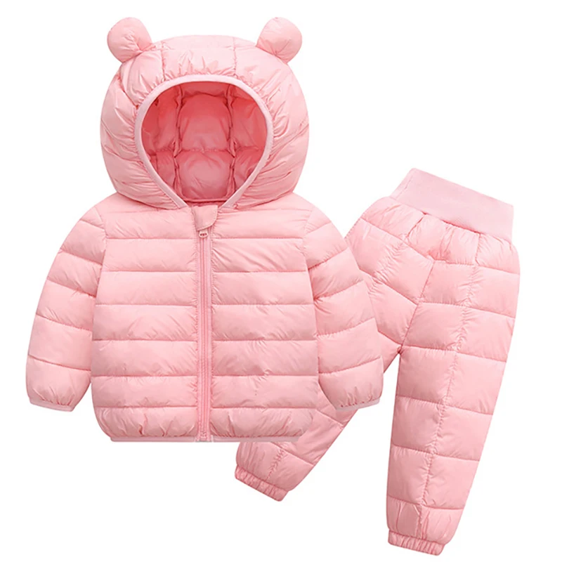 For 1-5 Years Toddler Girls Boys Costume 2 Pcs Coat+Pants Suit Solid Color Warm Winter Boy Infant Girls Baby Clothes