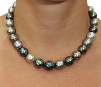 11 12mm freshwater black green red rmulticolor pearl necklace 18inch
