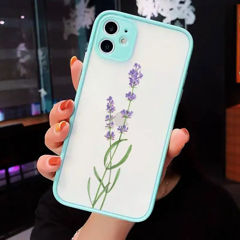Простой матовый прозрачный чехол для телефона с фиолетовыми цветами iPhone 7 8 x xs xr 11