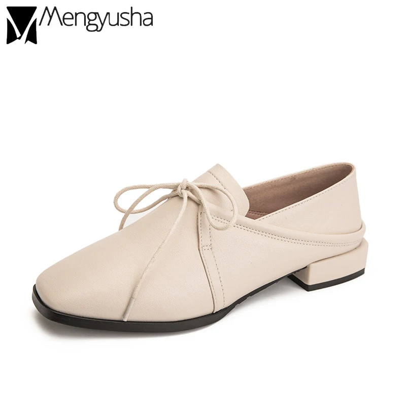 Женские туфли оксфорды на шнуровке лоферы плоской подошве без застежки