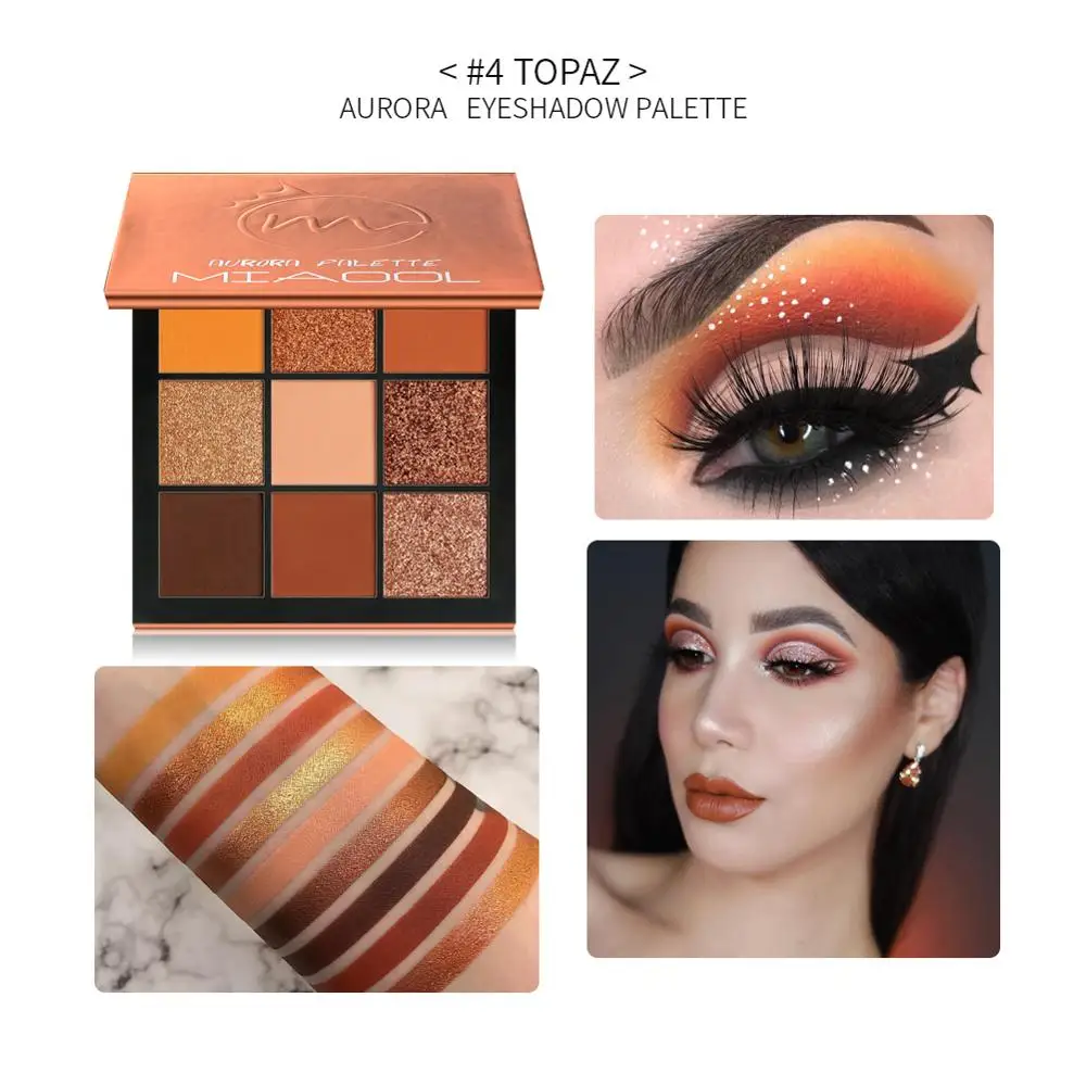 MIAOOL 9 цветов Палитра теней для век Алмазные блестки Foiled тени в одной палитре