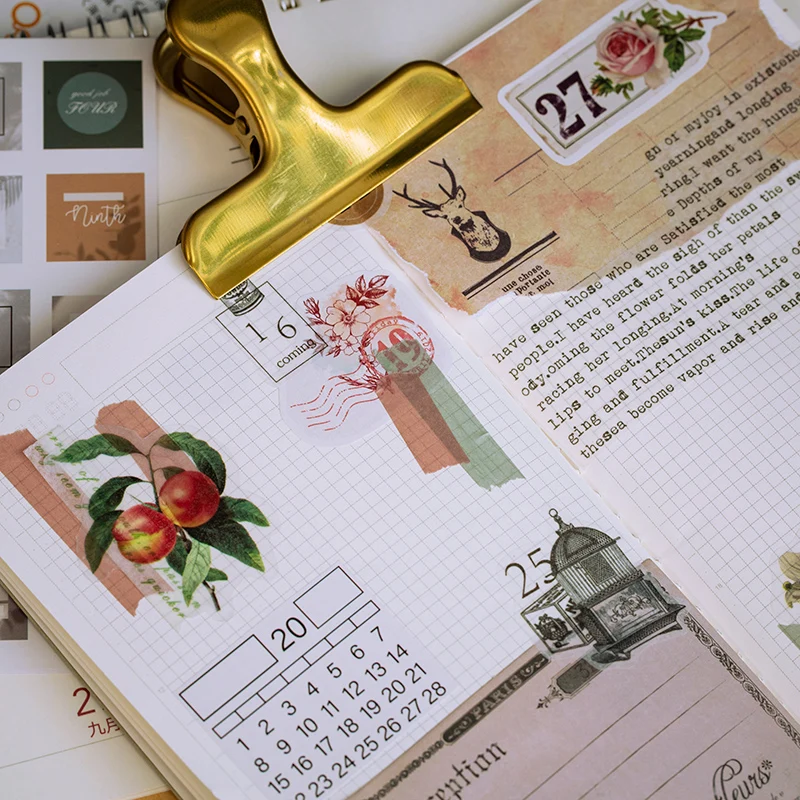 Ретро календарь с цветами наклейки индексы пуля журнал декоративные из рисовой