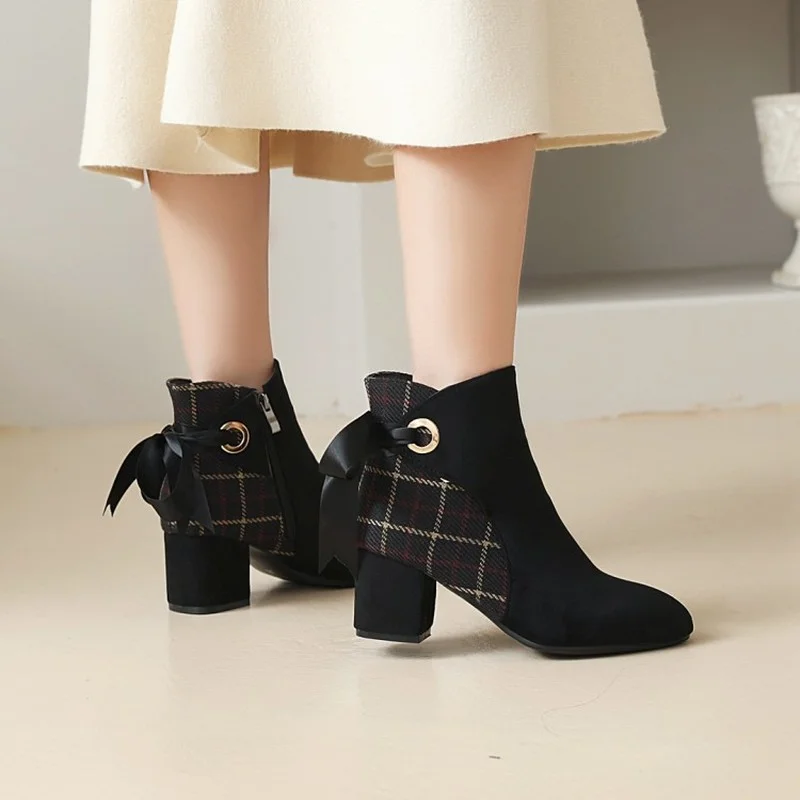 FXYCMMCQ British Wind Size 35-43 Thin Short Boots Thick with Elegance for Women's Shoes In Winter 0885-2