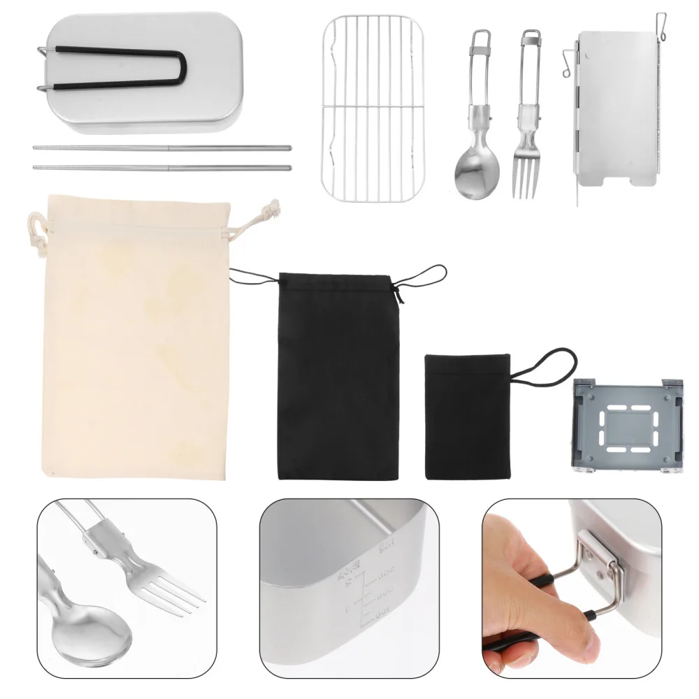 

1 Set Portable Outdoor Cookware Kit Tableware Folding Oven Steam Rack