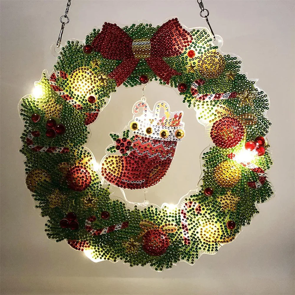 

Diy Flowers Wreath For Window Decoration With LED Acrylic Diamond Wreath For Door Hanging Christmas Decorative Wreaths Gifts