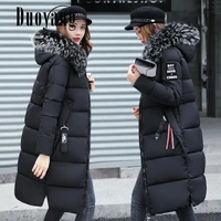 woman down jackets winter coats 2021 fashion long slim solid jackets women parkas zip fur collar women clothes