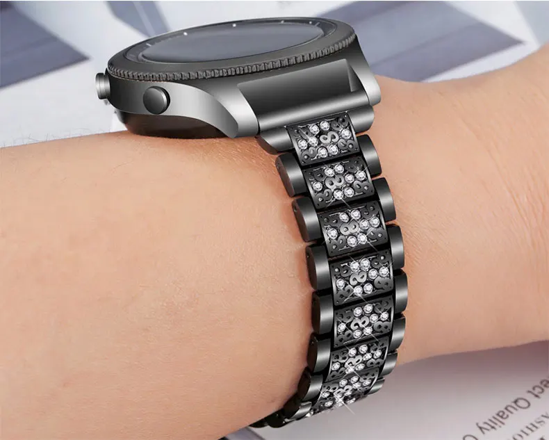 Женский бриллиантовый ремешок для samsung Galaxy Watch Acive 46 мм/42 мм gear S3/S2 frontier/Classic huawei gt watch band 20 мм 22 мм браслет