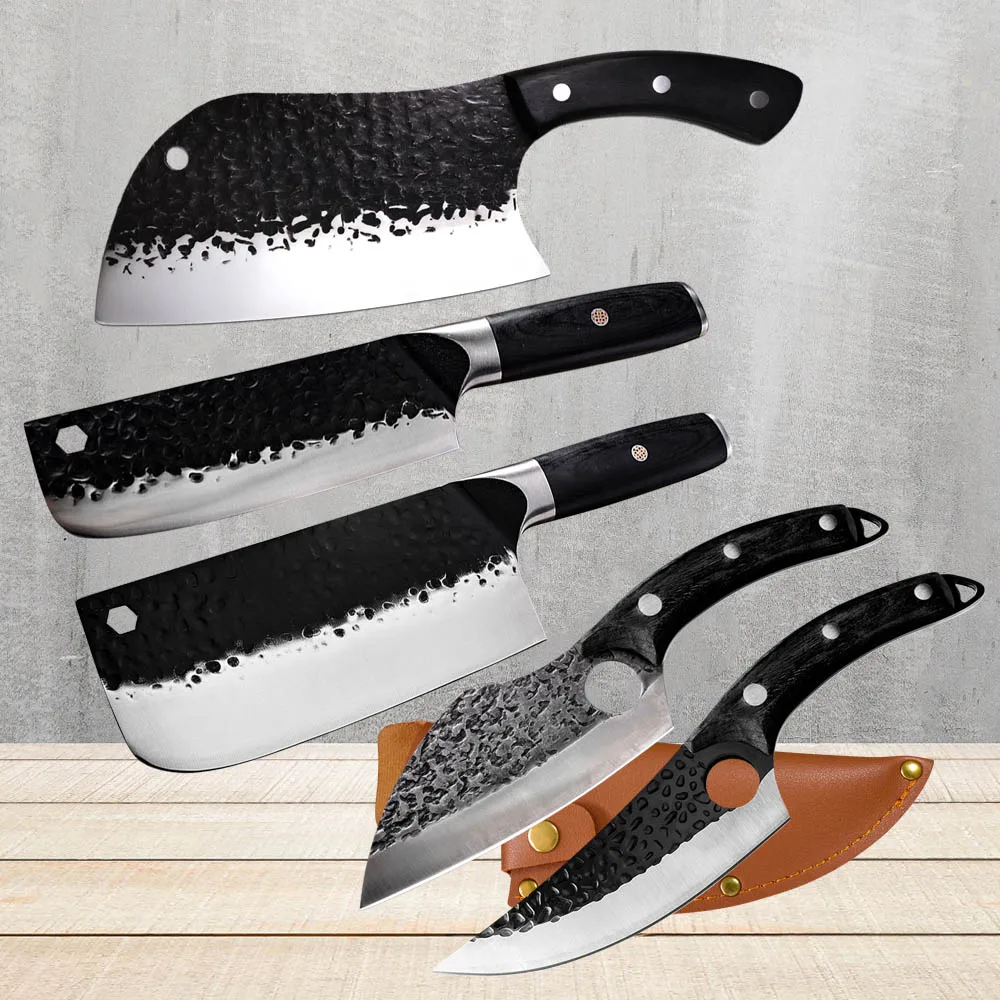 

Stainless Steel Butcher Knife Kitchen Knife Hand Forged Meat Chopping Cleaver Slicing Vegetables Cutter Chinese Chef Knives