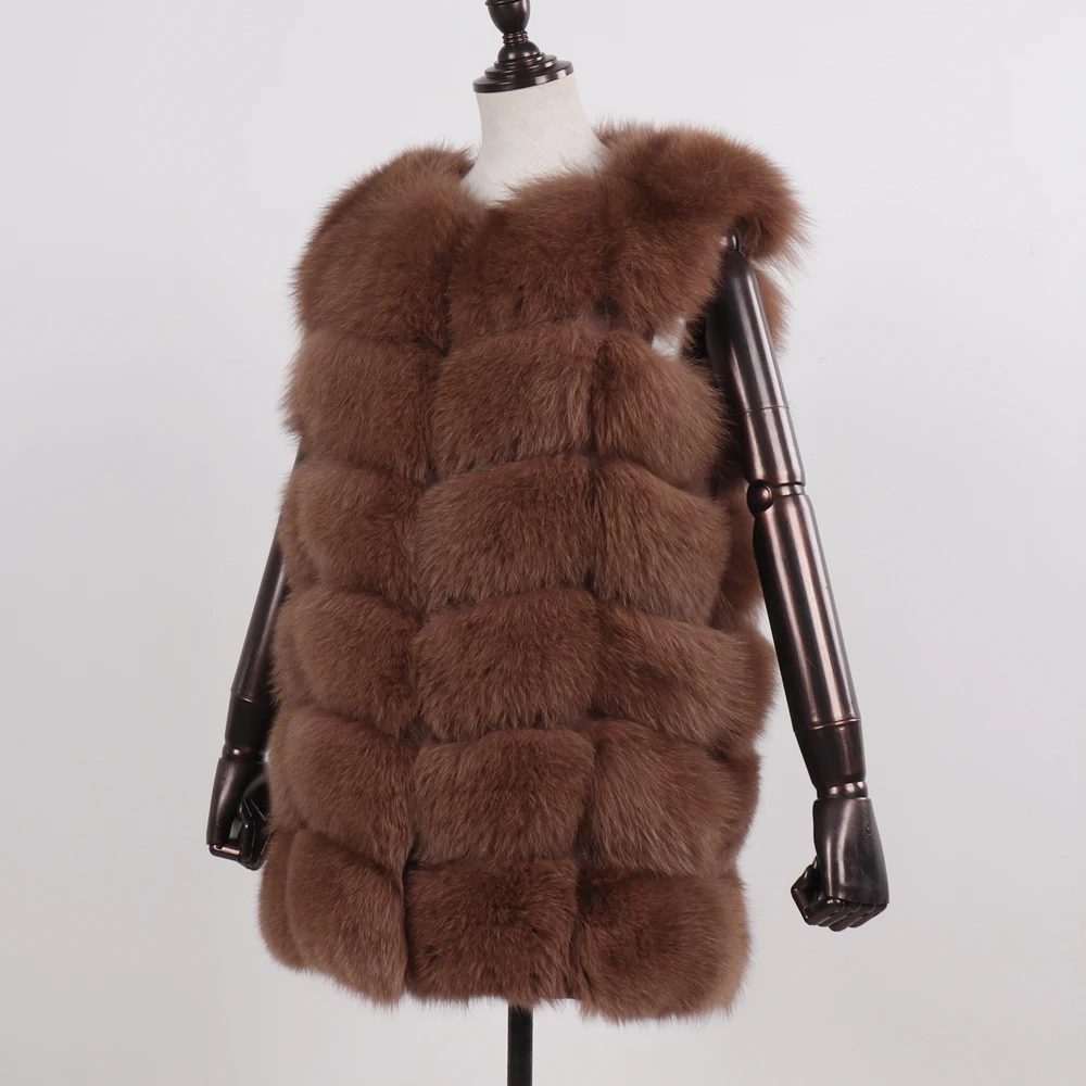 Женский жилет из 100% натурального Лисьего меха зимние теплые пушистые жилеты