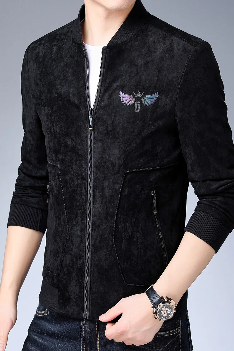 Куртка Moto Jacket Motorcycle для мужчин в стиле кэжуал, мотоциклетная, мужская мода, черная кожа с текстурой, длинный рукав, модель LXW19010.