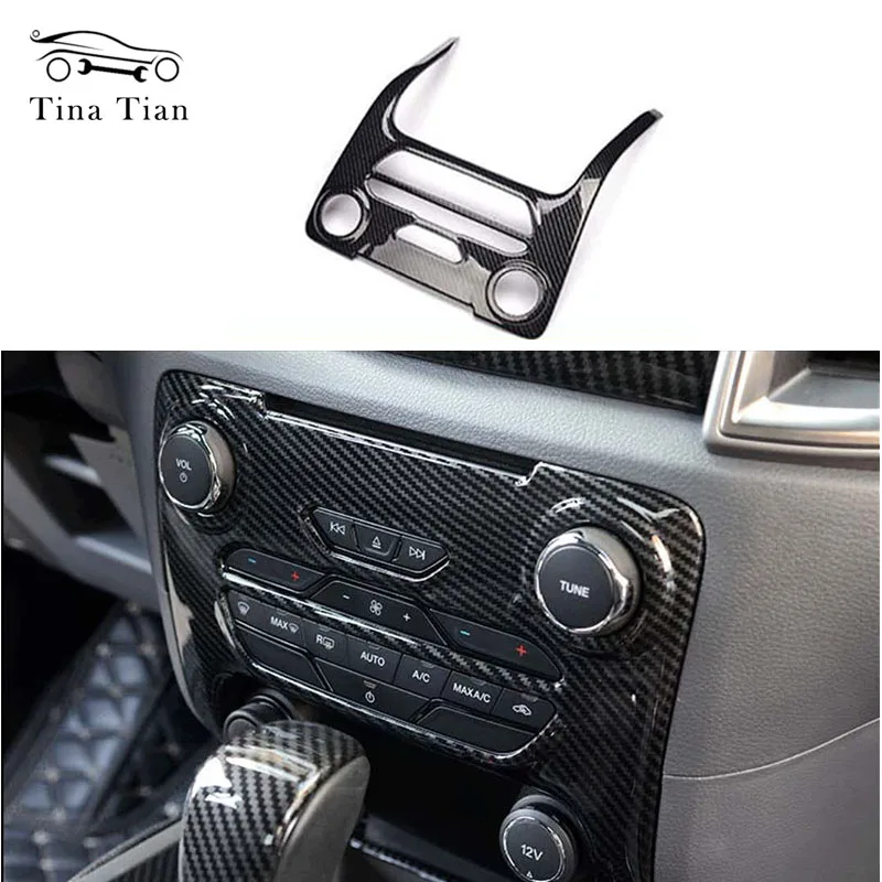 

Carbon Fiber Color Center Console Frame Gold Button Cover Fit For 2015 2016 2017 2018 2019 Ford Ranger Everest Endeavor