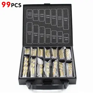 99 шт. титановые сверла из быстрорежущей стали с покрытием 1,5-10 мм, из нержавеющей стали, высокоскоростные сверла из быстрорежущей стали для электрических сверлильных инструментов