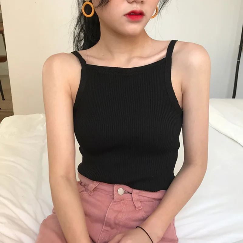 

Women Sexy Knitted Top Ribbed Tops Female Sleeveless Solid Casual Tank Tops for Women