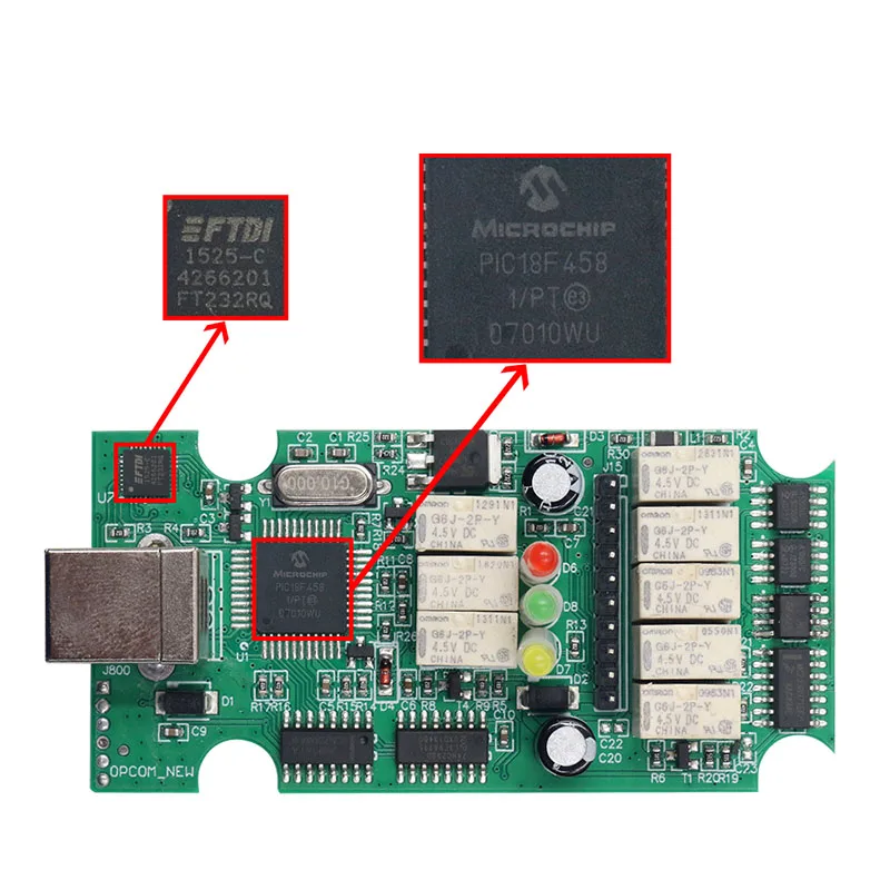 Новейший сканер для диагностики автомобилей Opel 200603a 2021 OPCOM V1.95 PIC18F458 FTDI FT232RQ |