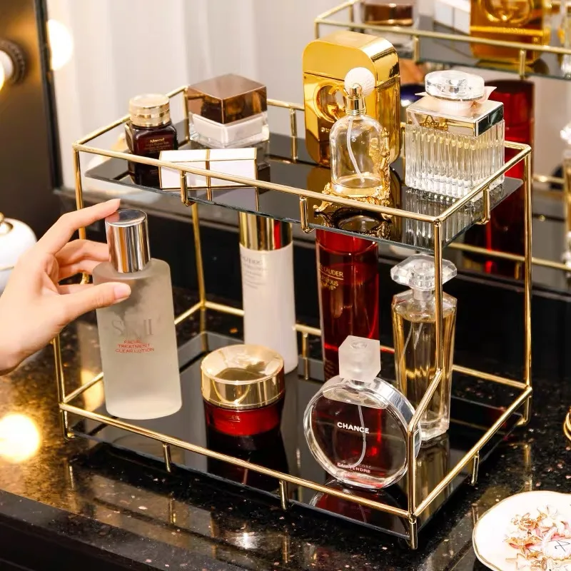 nordic luxury makeup organizer jewelry lipstick perfume storage tray large capacity cosmetic storage box desktop finishing shelf free global shipping
