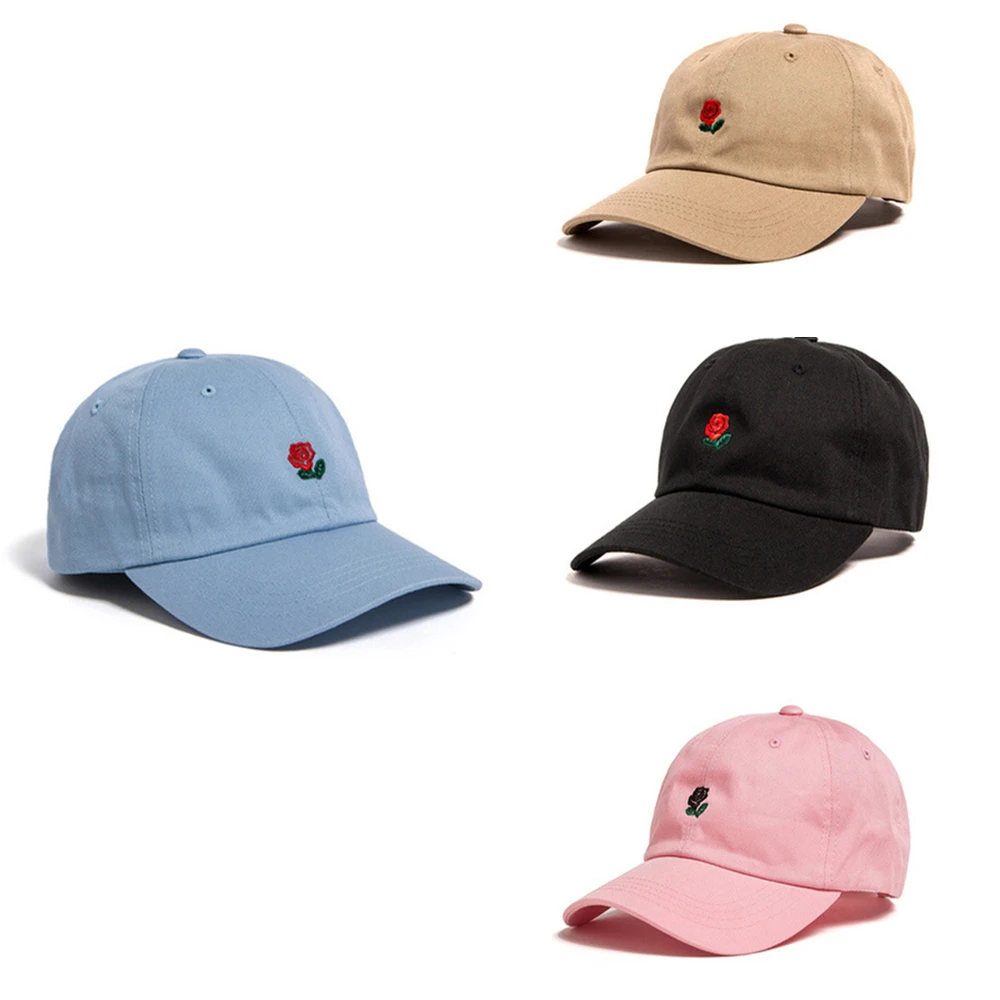 

New Men Sport Cap Short Brim Baseball Cap Rose Embroidery Hats For Women Man Summer Outdoor Travel Visor Hat For Men