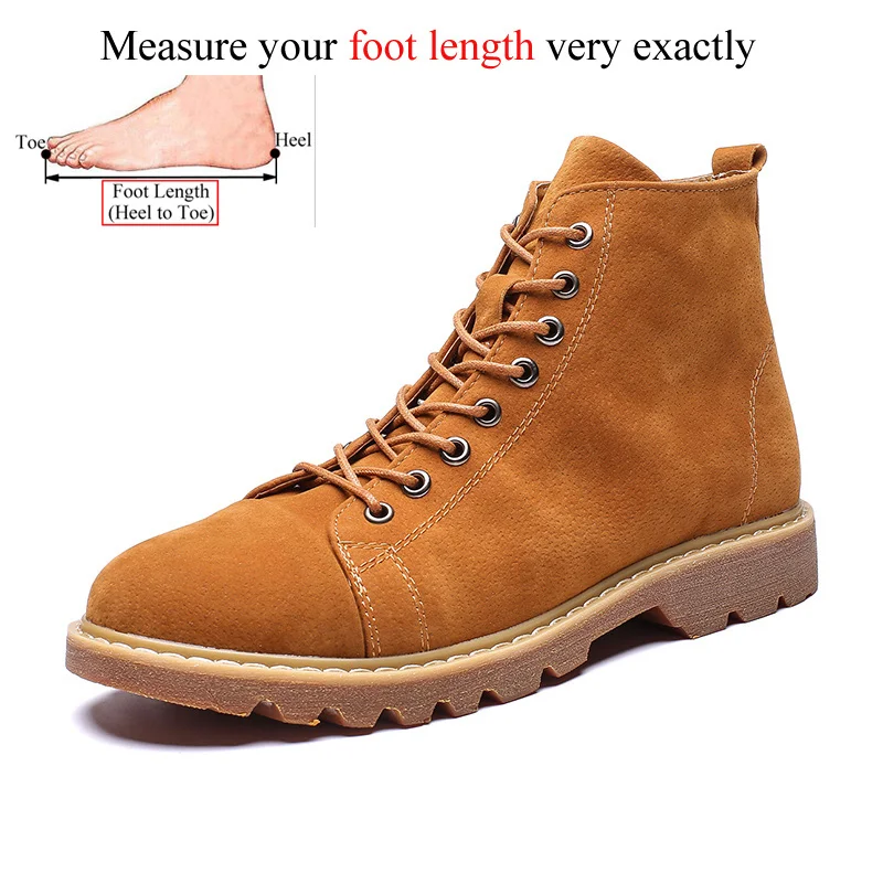 Мужские кожаные ботинки Dr Martins Martens; Зимние ботильоны; Безопасная рабочая обувь; botas hombre Zapatos De Seguridad Safty; обувь размера плюс 48 - Цвет: Brown