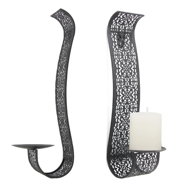 Living Room Bathroom Decoration Creative Wrought Iron Wall Candle Holder