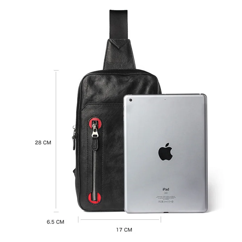 

AETOO Men's chest bag, leather sports casual shoulder bag, men's leather slant bag