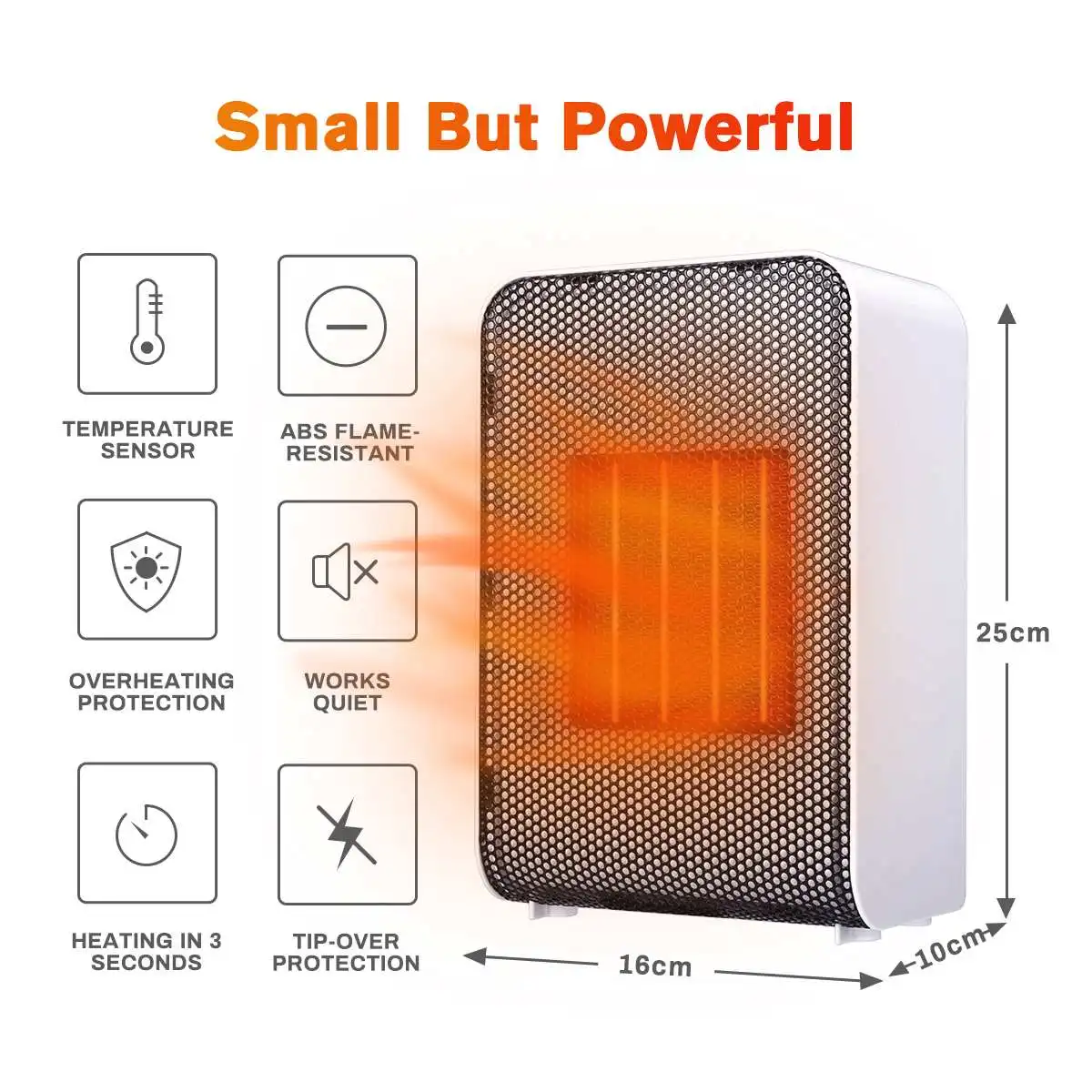 

1500W Mini Fan Heater Portable Electric Heating Blower Instant Comfort Compact Heating 2 Gear Adjust for Winter Office Bedroom