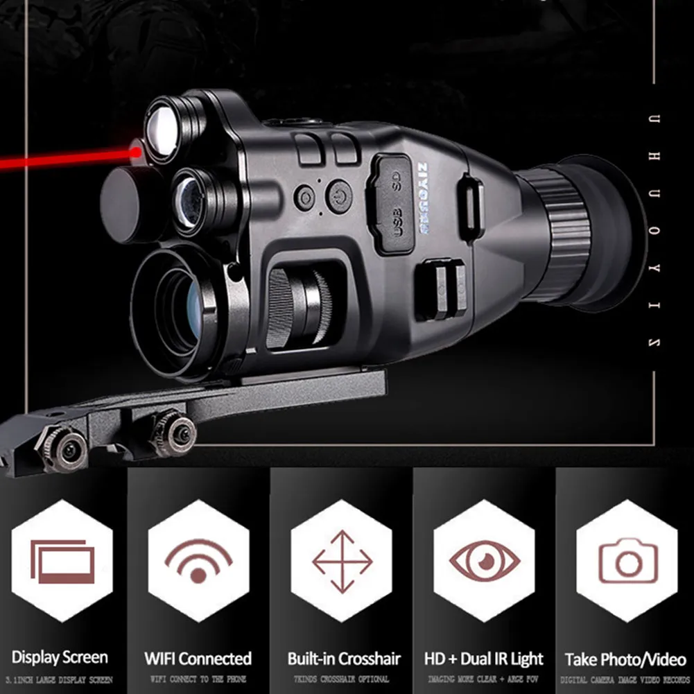 

Night Vision Rifle Scope Monocular 1080P HD Dual Infrared IR 940nm Camera Video Record Hunting Optical Sight Night Vision