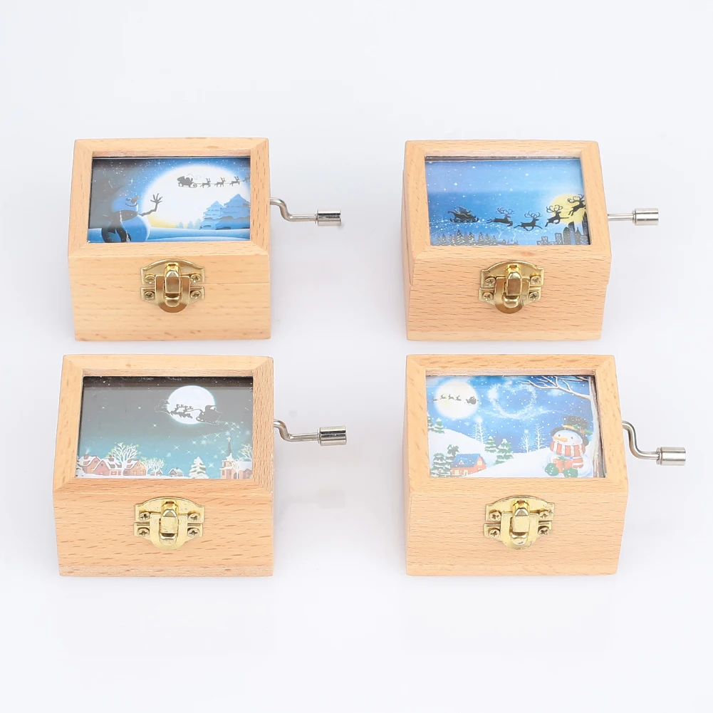 Музыкальный Чехол восьмицветная коробка Снеговик Лось деревянная Красивая