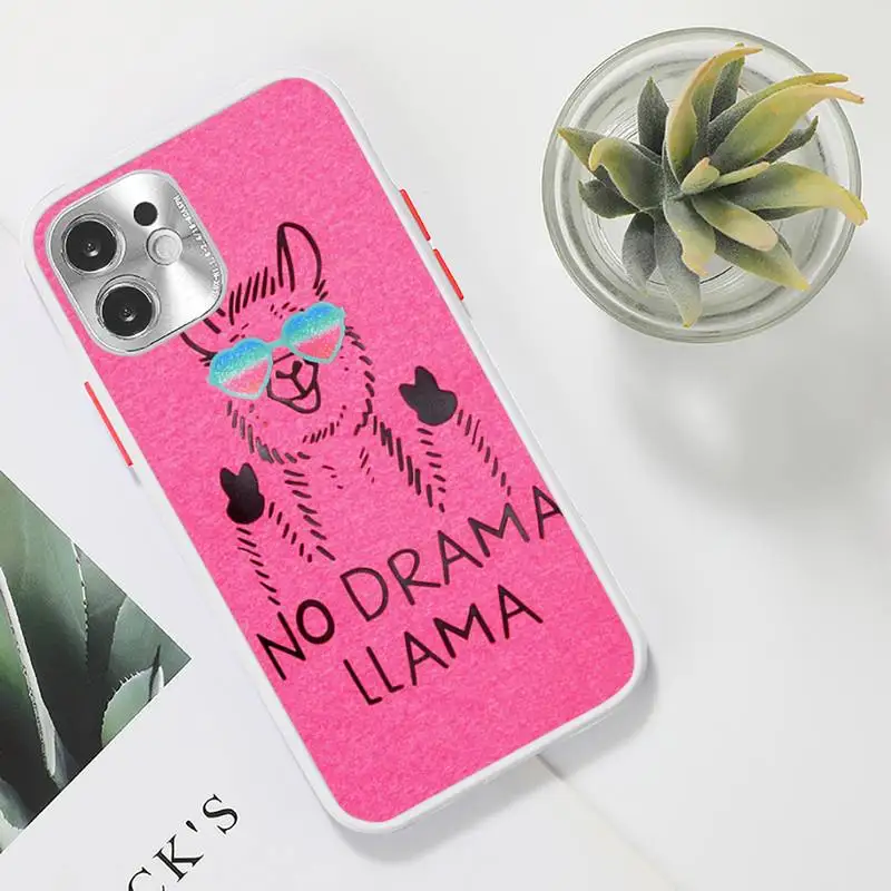 

lama Llama Animals Phone Case For iPhone 12 11 Mini Pro XR XS Max 7 8 Plus X Matte transparent White Cover