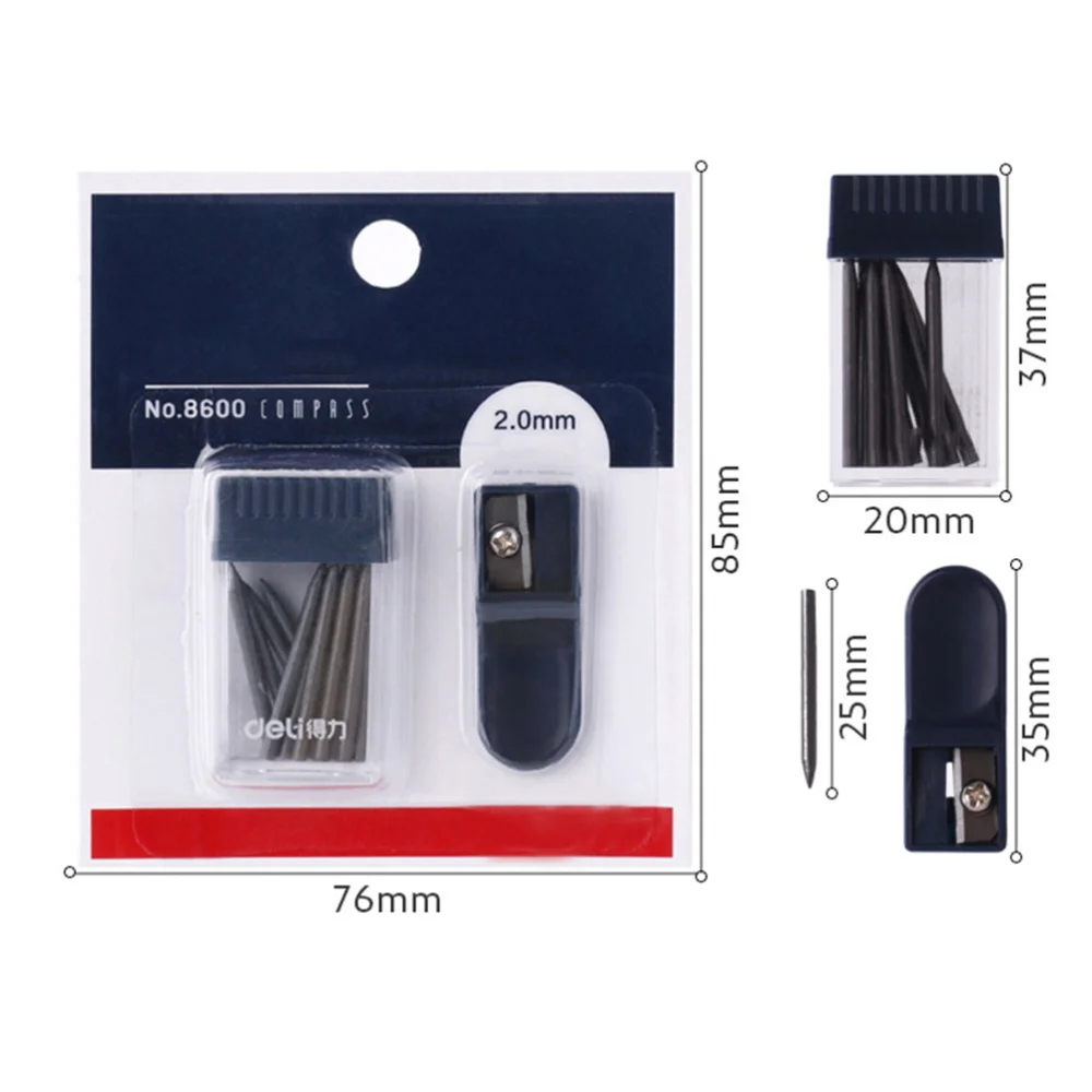 2pcs/Set 2mm Compass Core Replacement Pencil Lead Stationery with Sharpener for Students Drafting Tools Compasses Tool | Канцтовары для