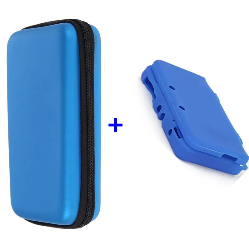 blue case with bag Защитная жесткая дорожная переносная крышка мешок сумка с сенсорной пленкой защитный силиконовый чехол для nintendo new 3DS LL XL new 3dsll 3dsxl - Цвет: blue case with bag