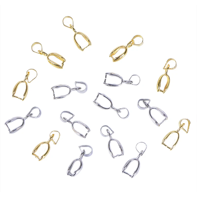 

12Pcs Pendants Clasps Clips Bails Connectors Charm Beads Necklace DIY Jewelry Findings Silver Color Gold Color 6mm*16mm