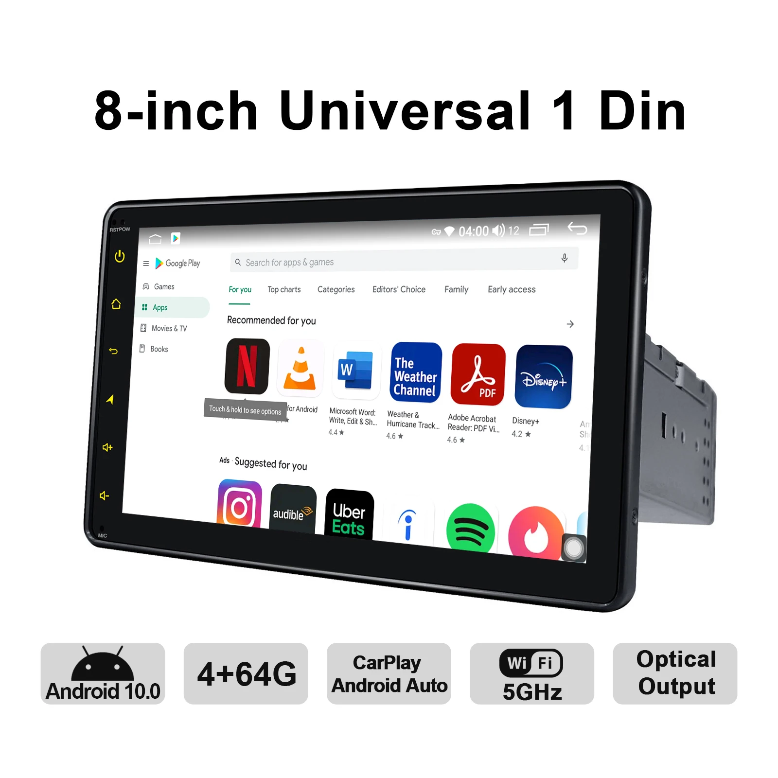 저렴한 8 인치 안드로이드 10 카 라디오 스테레오 유니버설 헤드 유닛 GPS 내비게이션 멀티미디어 플레이어, 무선 카플레이 4G 안드로이드 오토 DVR OBD