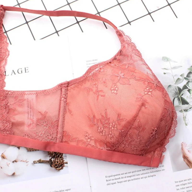 

FITWEE Sexy Bras For Women Front Closure Bralette Lace Push Up Underwear Wireless Bra Cross Straps Lace Lingerie Fashion