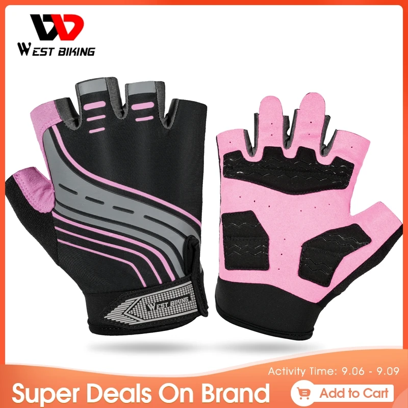 

Женские летние велосипедные перчатки, нескользящие спортивные перчатки с открытыми пальцами для бега, горных велосипедов, тренажерного за...