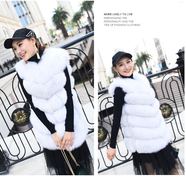 new real natural whole fur six-section fox vest ladies winter long warm fashion vest