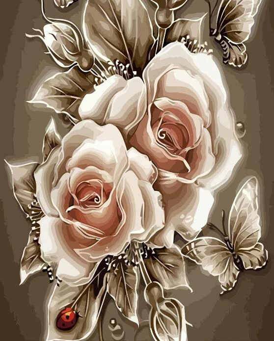 HUACAN картина по номерам Цветок розы на холсте Ручная роспись художественная живопись подарок DIY комплекты, украшение для дома - Цвет: SZHC1-1974