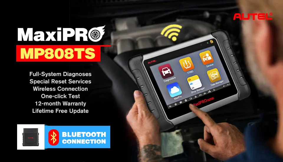 Autel MaxiPRO MP808TS OBDII диагностический инструмент wifi Bluetooth OBD2 сканер полный TPMS сервис TPMS активация Программирование PK MS906BT
